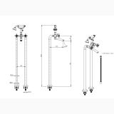 Baterie cada freestanding FDesign Lacrima Bronz Periat – schita tehnica, desen tehnic cu dimensiuni baterie cada freestanding