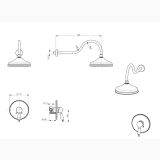 Sistem Dus 3 in 1 FDesign Lacrima Bronz Periat – schita tehnica, desen tehnic cu dimensiuni pentru sistem de dus