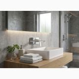 Baterie Incastrata Lavoar Seppia Crom – ambient baie, baterie perete crom peste lavoar baie moderna
