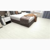 Parchet SPC Itiles AMBRA ROVERE 1220 x 182 x 6 mm – ambient dormitor, dormitor modern cu pat maro si pardoseala deschisa