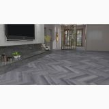 Parchet SPC Itiles BRONZE ROVERE HERRINGBONE 610 x 128 x 6 mm – ambient living, living modern cu parchet herringbone gri si semineu marmura, pe pardoseala