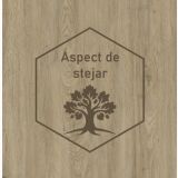 Parchet SPC Itiles ALABASTER OAK 1220 x 182 x 6 mm – textura lemn stejar cu simbol copac si text