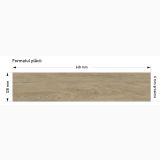 Parchet SPC Itiles ALABASTER OAK 1220 x 182 x 6 mm – schita tehnica, desen tehnic cu dimensiuni placa 610x128x6 mm