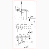 Baterie încastrată cadă-duș FDesign Colibri cu 4 iesiri Cupru Periat