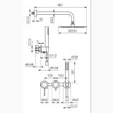 Sistem duș 6 în 1încastratcu 2 ieșiri FDesign Colibri