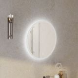 Oglinda Led Rotunda Ø60 cm 6500K – ambient baie, oglinda led rotunda montata pe perete cu candelabru