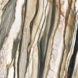 Gresie Oyster Gold Lucios 120x120 cm – textura marmorata cu vene aurii, gri si maro