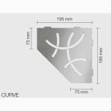 Raft de colt Schluter Shelf E S2 Curve 19.5x19.5 cm – schita tehnica, desen tehnic cu dimensiuni raft colt curbat