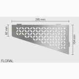 Raft de colt Schluter Shelf E S3 Floral 29.5x15.4 cm – schita tehnica, desen tehnic cu dimensiuni, model floral perforat
