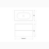 Mobilier Baie Suspendat Shona Cu 2 Sertare Alb Mat 80x46x56.5 cm – schita tehnica, desen tehnic cu dimensiuni lavoar si mobilier