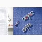 Mozaic Natural Sicis Blue Angel 30x30 cm – ambient baie, perete mozaic albastru cu libelule decorative montate