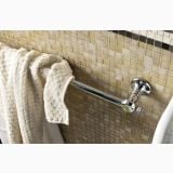 Mozaic Natural Sicis Sand 30x30 cm – ambient baie, prosop alb agatat pe suport crom, perete mozaic