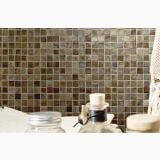 Mozaic Natural Sicis Sandalwood 30x30 cm – detaliu, mozaic sticla montat pe perete, borcane decorative in prim-plan