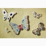 Mozaic Natural Sicis Vanilla 30x30 cm – detaliu, mozaic auriu cu fluturi decorativi din sticla si pietre