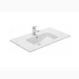 Lavoar Smile Gala 61x46cm Cu Preaplin Si Cu Gaura De Baterie – lavoar alb cu baterie crom pe fundal alb
