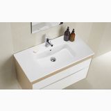 Lavoar Smile Gala 61x46cm Cu Preaplin Si Cu Gaura De Baterie – ambient baie, lavoar alb pe mobil cu sertare, robinet crom