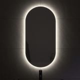 Oglinda Led Ovala Retroiluminata 50x100 cm – ambient baie, oglinda ovala retroiluminata montata pe perete, lumina calda