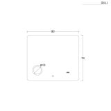 Oglinda Led Gilli 70x80 cm – schita tehnica, desen tehnic cu dimensiuni, buton si senzor tactil