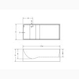 Cada Freestanding Compozit Rectangulara Spring 170x72 cm – schita tehnica, desen tehnic cu dimensiuni vedere de sus si lateral