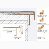 Profil Picurator Balcon/Terasa Schluter Rakeg Bara 21 mm 2.5 ml – schita tehnica, desen tehnic profil balcon cu dimensiuni si variante