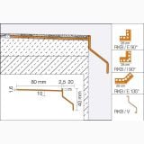 Profil Picurator Balcon/Terasa Schluter RKB Bara 2.5 ml – schita tehnica, desen tehnic profil picurator cu dimensiuni si variante colt