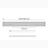Capac Rigola Kerdi Line Vario Wave Negru Mat L120 cm – schita tehnica, desen tehnic cu dimensiuni lungime, latime, grosime profil