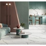 Gresie Abk Sensi Signoria Statuario Light 120x280x0,6 cm – ambient living, living si bucatarie moderne cu pardoseala marmurata alba