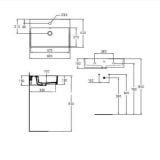 Lavoar Strada Ideal Standard 60x42cm Cu Preaplin – schita tehnica, desen tehnic cu dimensiuni lavoar in mai multe vederi