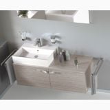 Lavoar Strada Ideal Standard 60x42cm Cu Preaplin – ambient baie, lavoar alb pe mobilier suspendat cu doua sertare