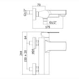 Baterie Cada Dus si set de dus Paffoni Tango Crom – schita tehnica, desen tehnic cu dimensiuni pentru montaj perete