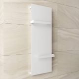 Radiator Panou cu Suport Prosop Alb 1220x452 mm – ambient baie, radiator alb montat pe perete placat cu gresie