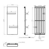 Radiator Panou cu Suport Prosop Alb 1220x452 mm – schita tehnica, desen tehnic cu dimensiuni si specificatii radiator