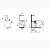 Vas WC Btw Tesi Ideal Standard Cu Rezervor si Capac Slim Soft Close Alb Lucios – schita tehnica, desen tehnic cu dimensiuni vas wc si rezervor