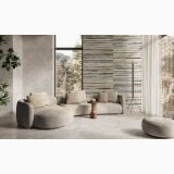 Gresie Thymos Dorico 60x120 cm Mat – living, aceeași nuanță în finisaj periat (catalogul producătorului)