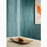 Faianta tip Brick - Progetto PO 22 Topazio Brick 7.5x40 cm – ambient bucatarie, perete bucatarie cu faianta verde tip brick vertical