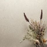Gresie Poetry Stone Trani Ivory 120x120 cm – placa cu textura piatra, decor plante uscate