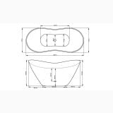Cada Freestanding VIYA White 160x70 cm – schita tehnica, desen tehnic cu dimensiuni cada freestanding ovala