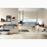 Gresie Stone Plan Vals Beige 60x120 – ambient baie, baie spatioasa cu cada, fereastra spre mare, gresie beige, pe pardoseala