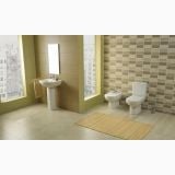 Vas WC Back To Wall Cu Rezervor Smart Gala si Capac Soft Close Finisaj Alb Lucios – ambient baie, baie moderna cu vas wc, bideu si lavoar suspendat, pe pardoseala
