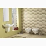 Vas WC Suspendat Smart Gala Cu Capac Alb Lucios – ambient baie, baie cu perete mozaic bej si vas wc suspendat
