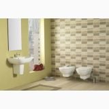 Vas WC Suspendat Smart Gala Cu Capac Soft Close Alb Lucios – ambient baie, baie cu faianta bej si vas wc suspendat, pe perete