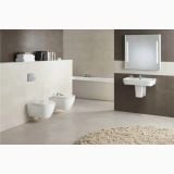 Vas WC Suspendat Emma Rounded Gala Cu Capac Alb Lucios – ambient baie, baie moderna cu vas wc suspendat si bideu alb, pe perete