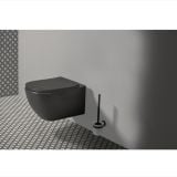 Vas WC Suspendat Tesi Ideal Standard Cu Capac Slim Soft Close Negru Mat – ambient baie, vas wc suspendat negru mat pe perete gri
