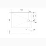 Cadita Dus Compozit Forma Alb 120x90 cm – schita tehnica, desen tehnic cu dimensiuni cadita dus 1200x900 mm