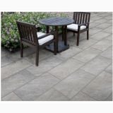 Gresie Exterior Roccia Grigio Antislip 30.5x61 cm – ambient terasa, terasa exterioara cu masa si scaune, gresie gri, pe pardoseala