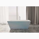 Cada Freestanding White Orchid 170x80 cm – ambient baie, cada freestanding alba langa perete cu draperii