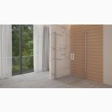 Cabina Dus Colt Batanta Wst 03 Profil Crom Sticla Transparenta 80x80x200 cm – ambient baie, cabina de dus cu profil crom in baie moderna, pe pardoseala si perete