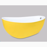 Cada Freestanding Aretha Yellow 170x78 cm – cada freestanding galbena izolata pe fundal gri