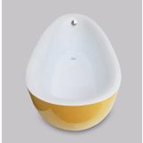 Cada Freestanding Aretha Yellow 170x78 cm – cada ovala izolata pe fundal gri, galben si alb