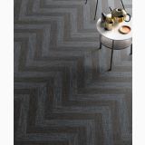Gresie Digitalart Denim 60x60 cm – ambient living, pardoseala in model chevron cu masuta rotunda si ceainic